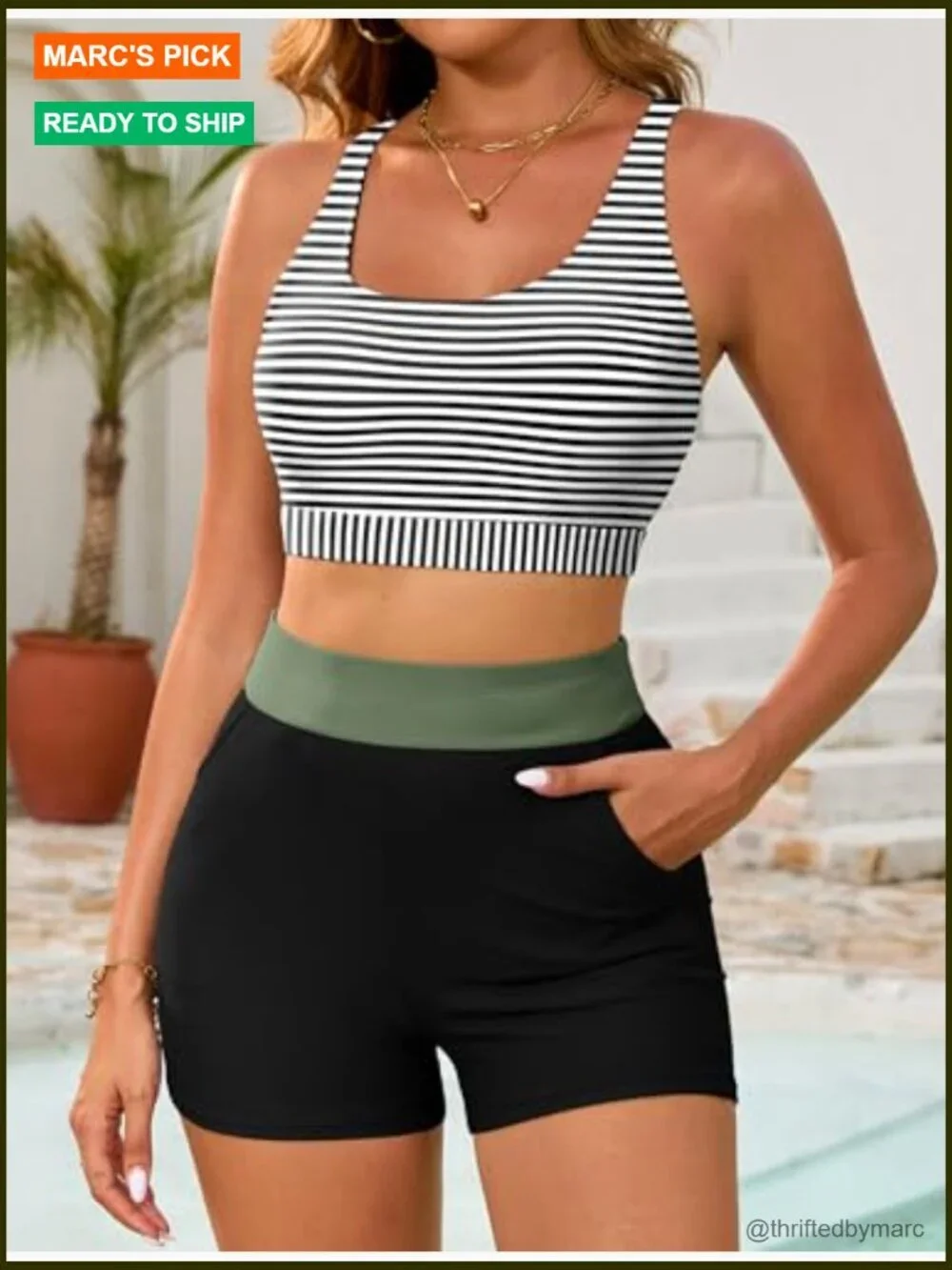 3 Piece Tankini Set with Swim Shorts Plus Size Modest Bathing Suit